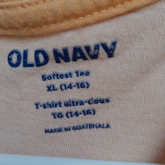 OLD Navy softest tee, orange white tie dye pattern XL 14-16 - Picture 3 of 5